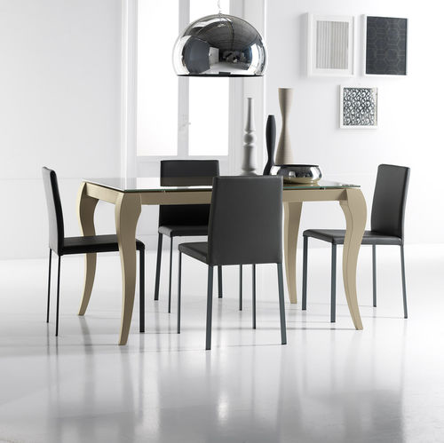 Классический обеденный стол - ROMA - STOSA CUCINE - из стекла / с основанием из лакированной древесины / прямоугольный