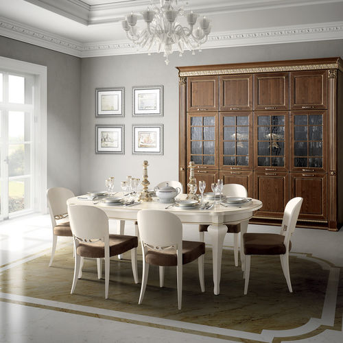 Классический обеденный стол - TRIONFO - STOSA CUCINE - из фанерованной древесины / с основанием из древесины / овальный