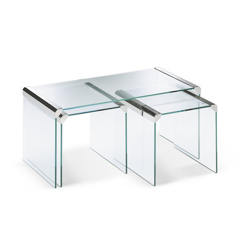 Современный стол Жигонь - T35 TRIO - Gallotti&Radice - из закаленного стекла / с основанием из латуни / прямоугольный