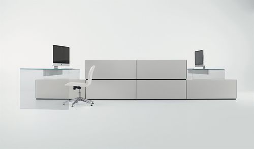 Напольный рабочий стол - AIR 1 UP - Gallotti&Radice - для 2 человек / современный / из стекла
