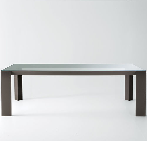 Современный стол - KOY - Gallotti&Radice - из закаленного стекла / с основанием из алюминия / с основанием из дуба
