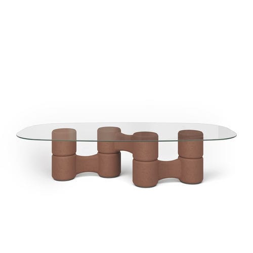 Современный стол - Molecola - Gallotti&Radice - из закаленного стекла / с основанием из древесины / прямоугольный