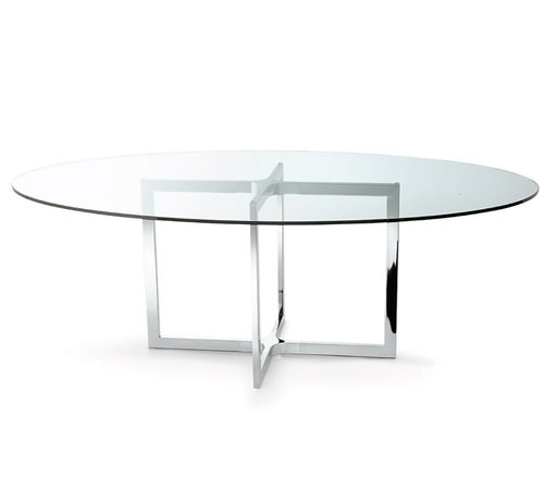 Современный журнальный столик - RAJ 4 LIGHT - Gallotti&Radice - из стекла / с основанием из нержавеющей стали / круглый