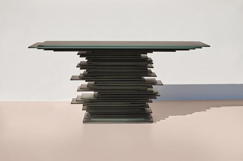 Стол-консоль уникальный дизайн - ELEGE - Gallotti&Radice - из стекла / со стеклянным основанием / прямоугольный