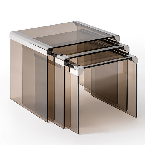 Современный стол Жигонь - T35 TRIO - Gallotti&Radice - из закаленного стекла / с основанием из латуни / прямоугольный