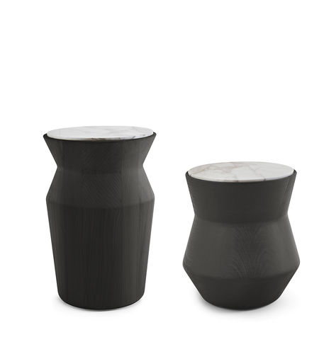 Современный вспомогательный столик - DAMA - Gallotti&Radice - из мрамора / из лакированной древесины / круглый