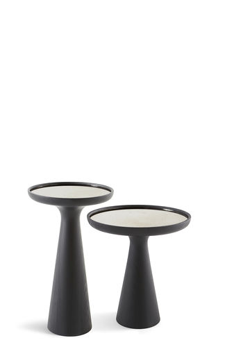 Современный вспомогательный столик - FANTE - Gallotti&Radice - из мрамора / из лакированной древесины / круглый