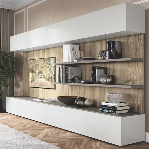 Современный настенный комплект для ТВ - DICIOTTO 03 - Febal Casa - из меламина / модульный / на заказ