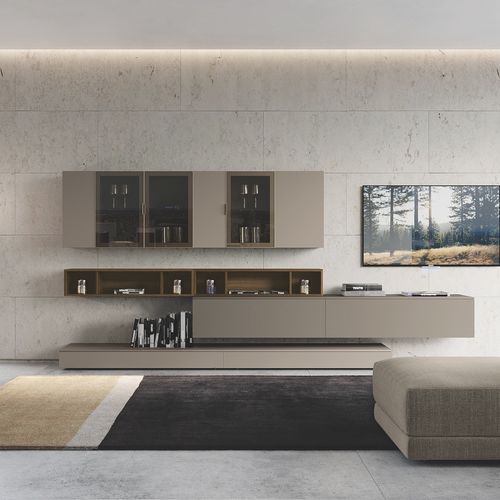 Современная стенка для гостиной - DICIOTTO / 08 - Febal Casa - из стекла / из меламина / для ТВ