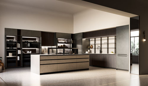Современная кухня - Aspen + D23 - DOIMO CUCINE - из вяза / из стекла / из нержавеющей стали