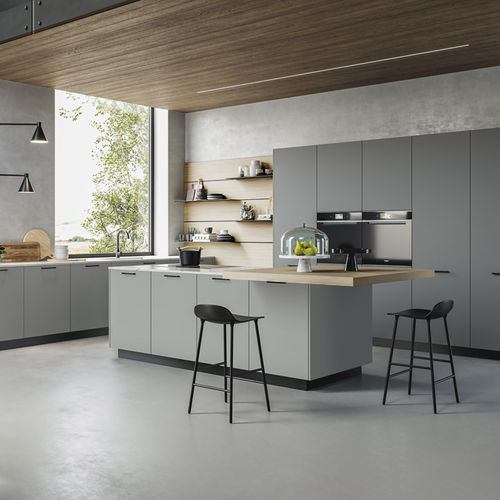 Современная кухня островного типа из вяза - D20 - DOIMO CUCINE - из композита / серая