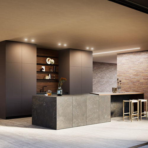 Современная кухня - Aspen + D23 - DOIMO CUCINE - из стекла / из Fenix NTM® / островного типа