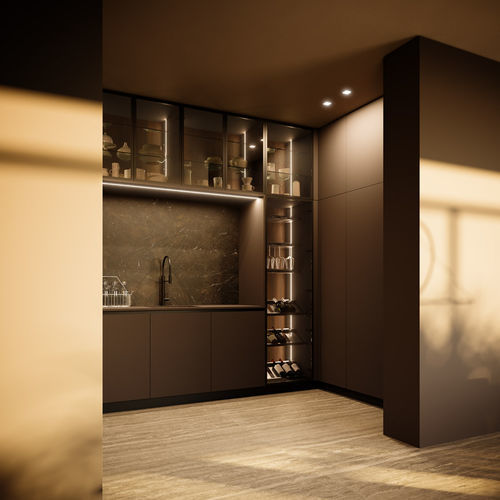 Современный стеклянный шкаф - Aspen + D23 - DOIMO CUCINE - настенный / из стекла / с подсветкой