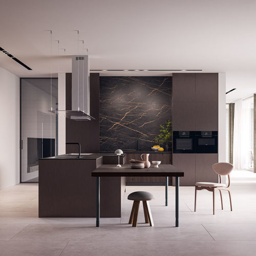 Современная кухня - DOIMO CUCINE - из фанерованной древесины / из дуба / из стекла