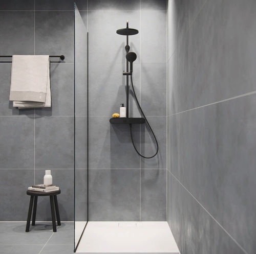 Термостатическая душевая стойка - TH4382008046 - DURAVIT - из металла / посеребренная / черная матовая