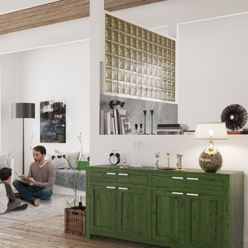Квадратный стеклоблок - MG/S VEGAN GREEN - SEVES GLASSBLOCK - для ванной комнаты / для внутренней стенки / цветной