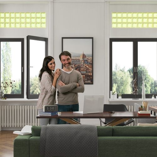 Квадратный стеклоблок - MG/S VERY NATURAL GREEN - SEVES GLASSBLOCK - для внутренней стенки / цветной