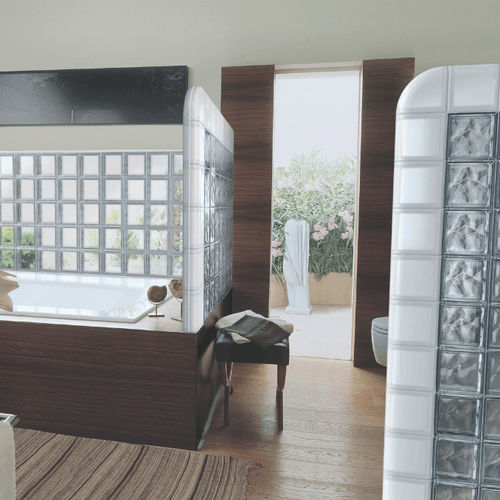 Изогнутый стеклоблок - CLEAR TERMINAL WAVY - SEVES GLASSBLOCK - сатинированный / песчаный / гладкий