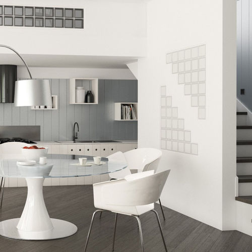 Квадратный стеклоблок - MG/S WHITE 100% - SEVES GLASSBLOCK - металлизированный / для ванной комнаты / для внутренней стенки