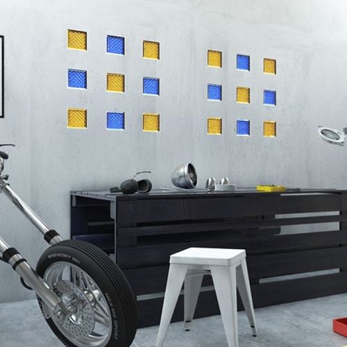 Квадратный стеклоблок - MG/S DAREDEVIL BLUE - SEVES GLASSBLOCK - для ванной комнаты / для внутренней стенки / цветной