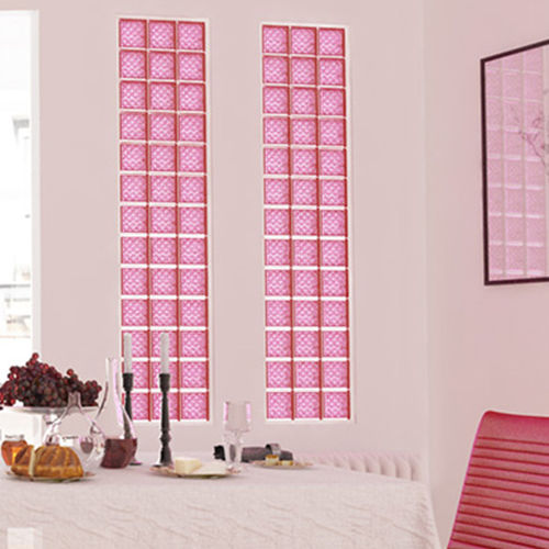 Квадратный стеклоблок - MG/S ROMANTIC PINK - SEVES GLASSBLOCK - для ванной комнаты / для внутренней стенки / цветной