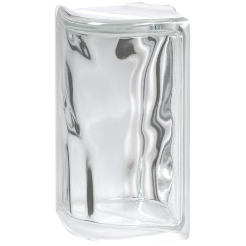 Изогнутый стеклоблок - CLEAR 19/8 CORNER WAVE - SEVES GLASSBLOCK - гладкий / для фасада