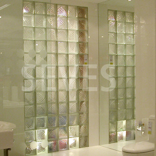 Квадратный стеклоблок - CLEAR 1919/8 MIDARC - SEVES GLASSBLOCK - рельефный / для ванной комнаты / настенный
