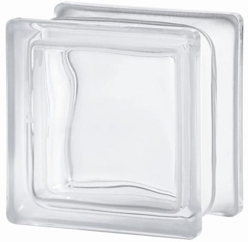 Квадратный стеклоблок - 1111/8 WAVE - SEVES GLASSBLOCK - гладкий / песчаный / настенный