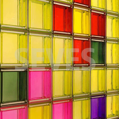 Квадратный стеклоблок - CITRINO Q19  - SEVES GLASSBLOCK - гладкий / металлизированный / для пола