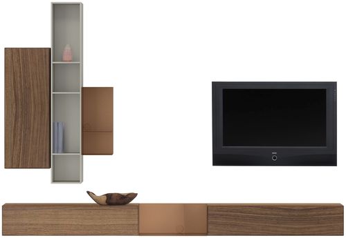 Современный настенный комплект для ТВ - LUGANO - BoConcept - из лакированной древесины / из стекла / из МДФ