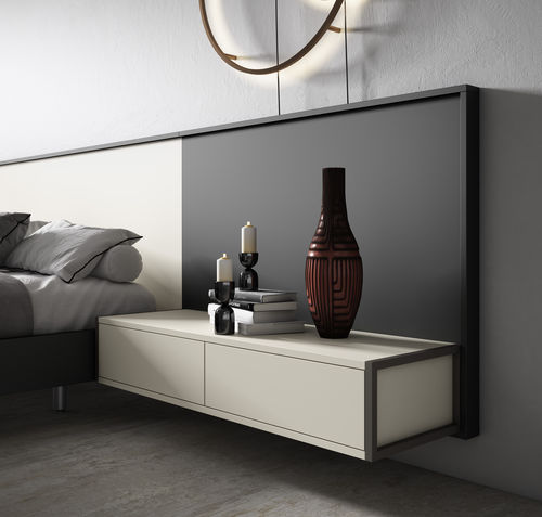 Современный ночной столик - Cubo - MUEBLES MESEGUE, S.A. - из лакированной древесины / прямоугольный / с выдвижным ящиком