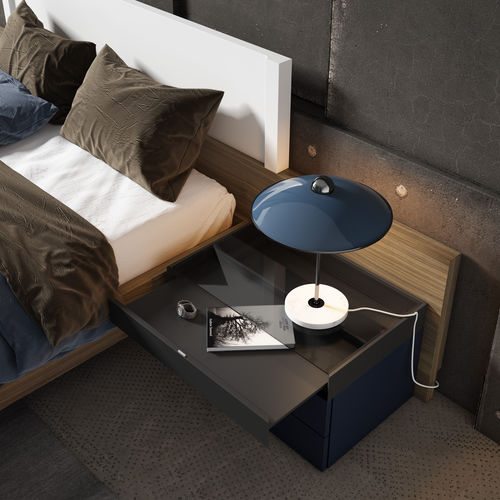 Современный ночной столик - TOP - MUEBLES MESEGUE, S.A. - из лакированной древесины / из стекла / прямоугольный