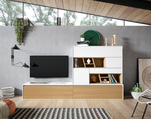 Современная стенка для гостиной - 21 COVER - MUEBLES MESEGUE, S.A. - из дерева / для ТВ / с выдвижным ящиком