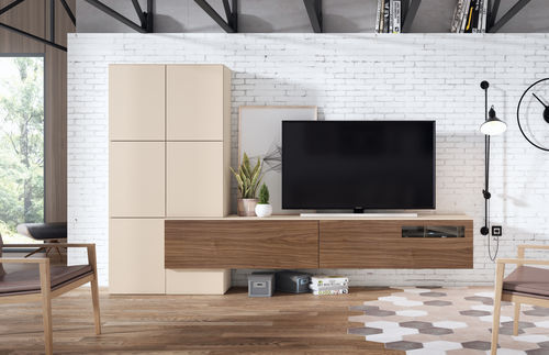 Современная стенка для гостиной - 26 COVER - MUEBLES MESEGUE, S.A. - из дерева / для ТВ / с выдвижным ящиком