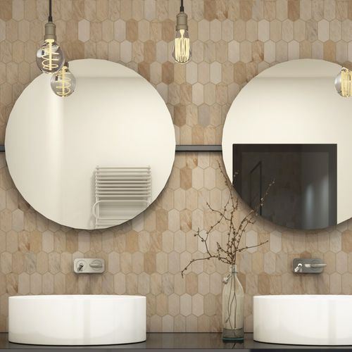 Плитка из натурального камня - TURKISH TRAVERTINE - Interceramic - из травертина / полированная / для ванной комнаты