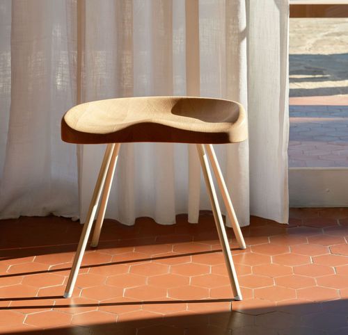 Современный табурет - N° 307 - vitra USA - из дуба / с основанием из стали, покрытой порошком / для профессионального использования