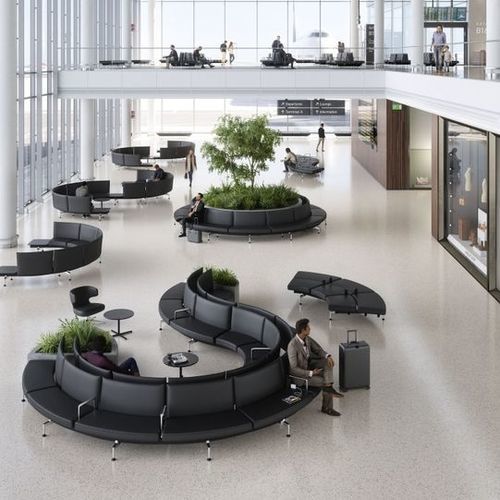 Сидения на опоре из полированного алюминия - SOFT WAIT - vitra USA - из ткани / из кожи / 3 места