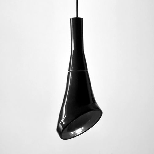 Подвесная лампа - WHITE NOISE_glossy black - neo - из керамики / минималистский дизайн / проводная