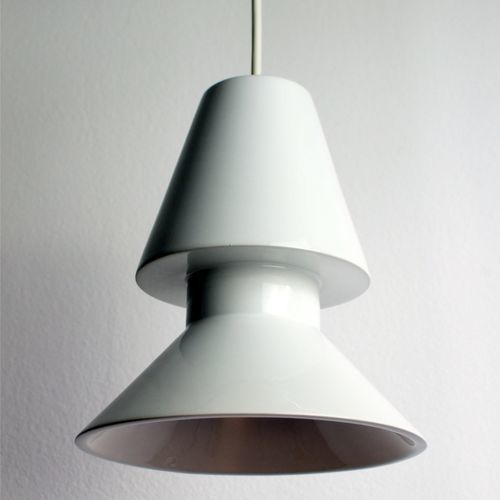 Подвесная лампа - TWIN 1_1_glossy white - neo - из керамики / минималистский дизайн / проводная