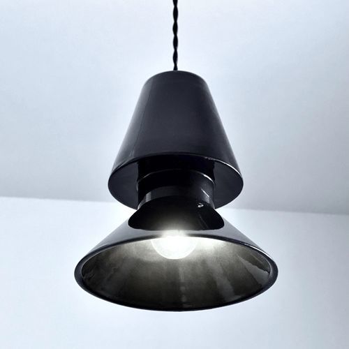 Подвесная лампа - TWIN 1.1_glossy black - neo - из керамики / минималистский дизайн / проводная