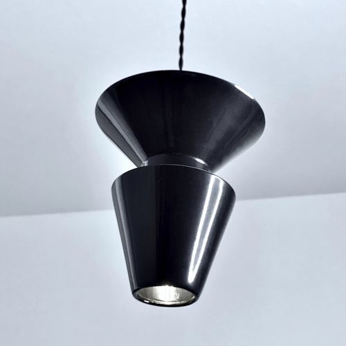 Подвесная лампа - TWIN 1.2_glossy black - neo - из керамики / минималистский дизайн / проводная