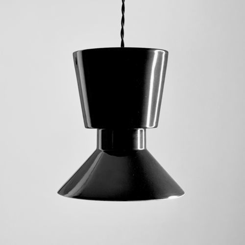 Подвесная лампа - TWIN 2.1_glossy black - neo - из керамики / минималистский дизайн / проводная
