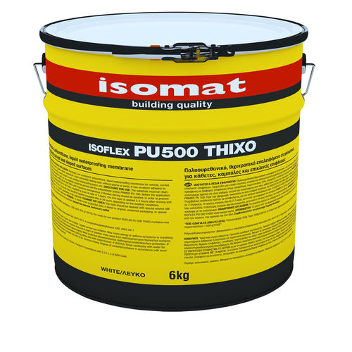 Жидкая гидроизоляция для плоской крыши - ISOFLEX-PU 500 THIXO - ISOMAT S.A. - для балкона / для фундамента / для ванной комнаты