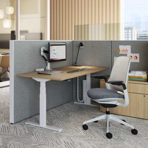 Рабочий стол для работы сидя-стоя - MIGRATION INTRO - Steelcase - напольный / современный / из стали, покрытой порошком