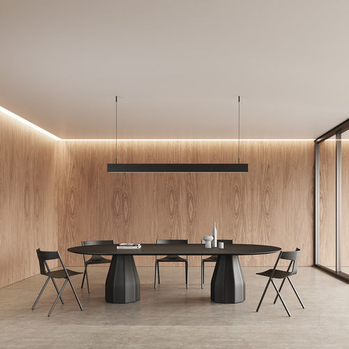 Современный стол для собраний - BURIN - Steelcase - из мрамора / с основанием из металла / прямоугольный