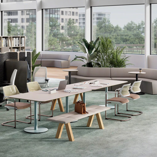 Современный стол для конференций - OBELOS&reg; - Steelcase EMEA - из дерева / с основанием из металла / прямоугольный