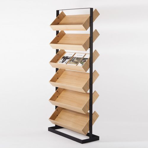 Отдельно стоящая стойка для брошюр - SÉVERIN - Alex de Rouvray Design - из стали / из дуба / из бука