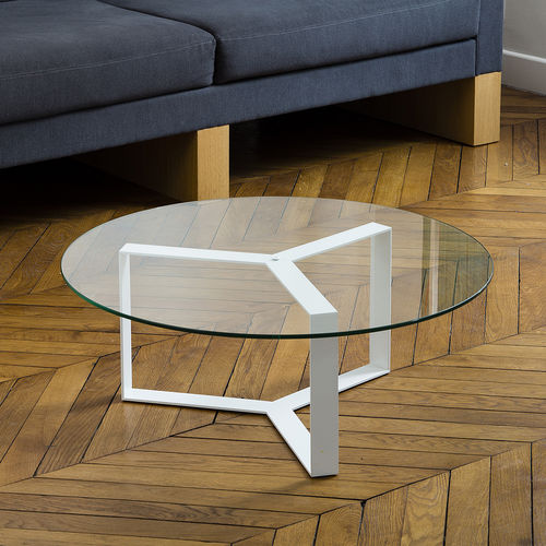 Журнальный столик уникальный дизайн - SÉVERIN  - Alex de Rouvray Design - из закаленного стекла / из стали / круглый