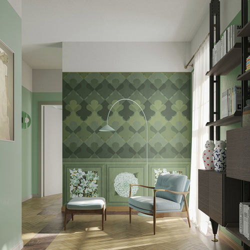 Современный обои - Vanità Bloom Zigano - Inkiostro Bianco - из Tela® / из стекловолокна / виниловый