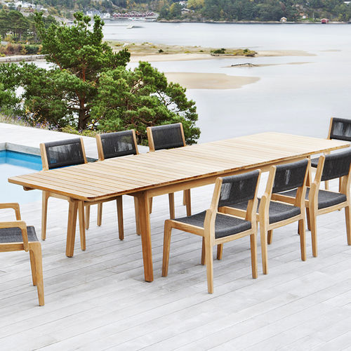 Современный обеденный стол - 250 109 SKAGEN - OASIQ - из тикового дерева / с основанием из тикового дерева / прямоугольный